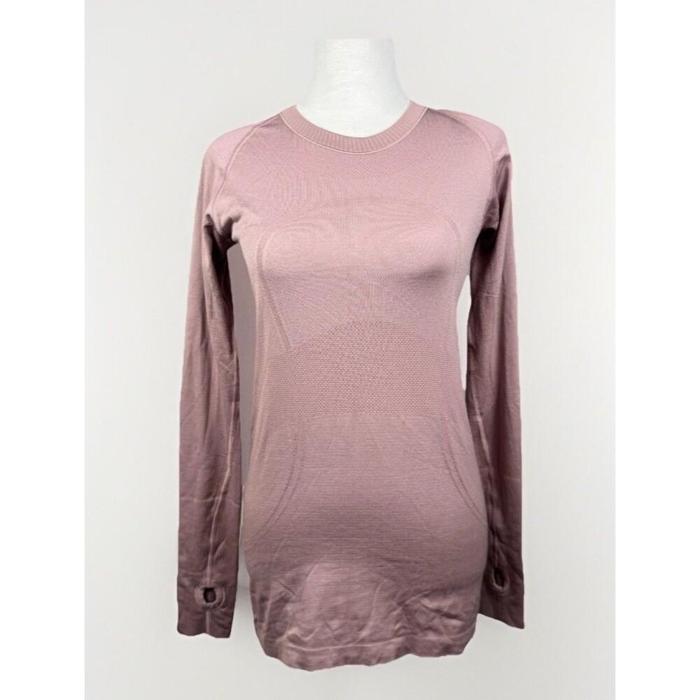 Lululemon EUC Swiftly Tech Long-Sleeve Shirt 2.0 Size 8 Blissful Pink Stripe